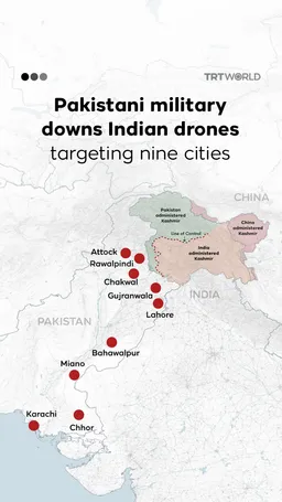 Pakistan military downs Indian drones targeting nine cities